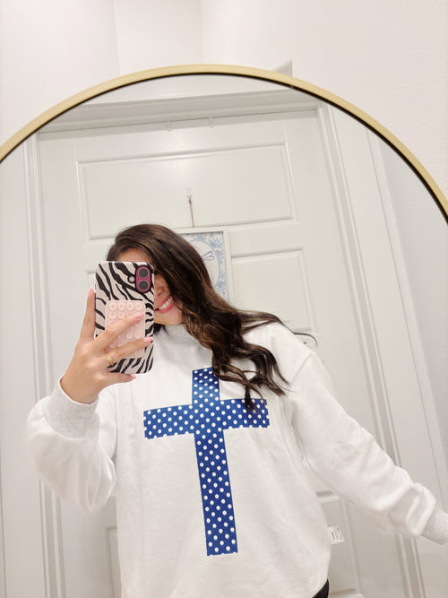 Faith Polka Dot Reversible Mock Neck Sweatshirt