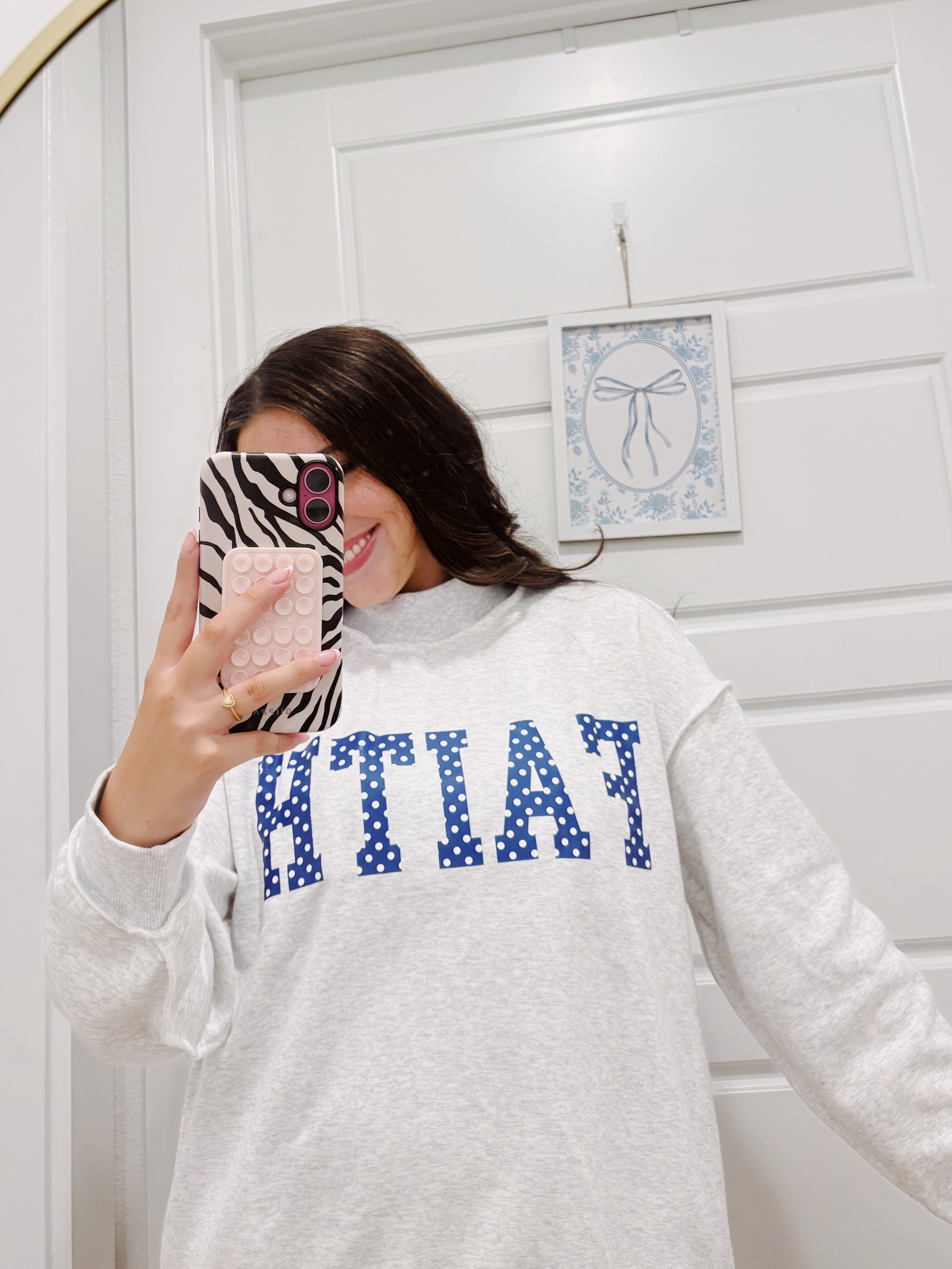 Faith Polka Dot Reversible Mock Neck Sweatshirt